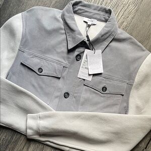 Reiss Two-Tone Gray and White Suede Jacket